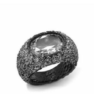 KMO Paris Clear Stone Textured Dome Ring Sz 7 NEW